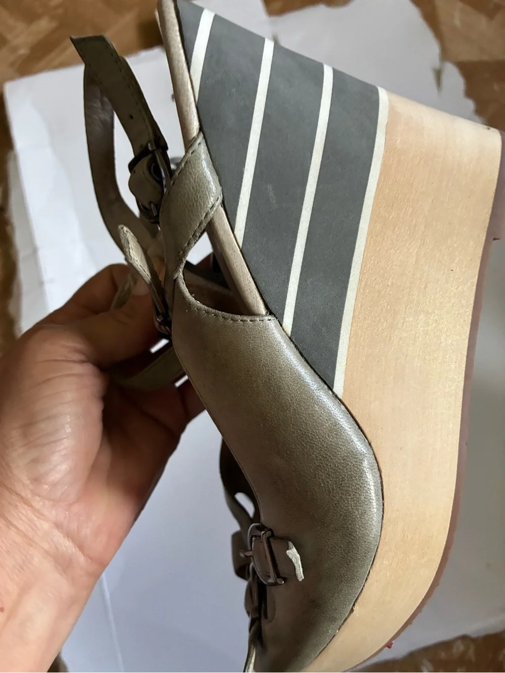 Miz Mooz Olive Green Buckle Heeled Sandals